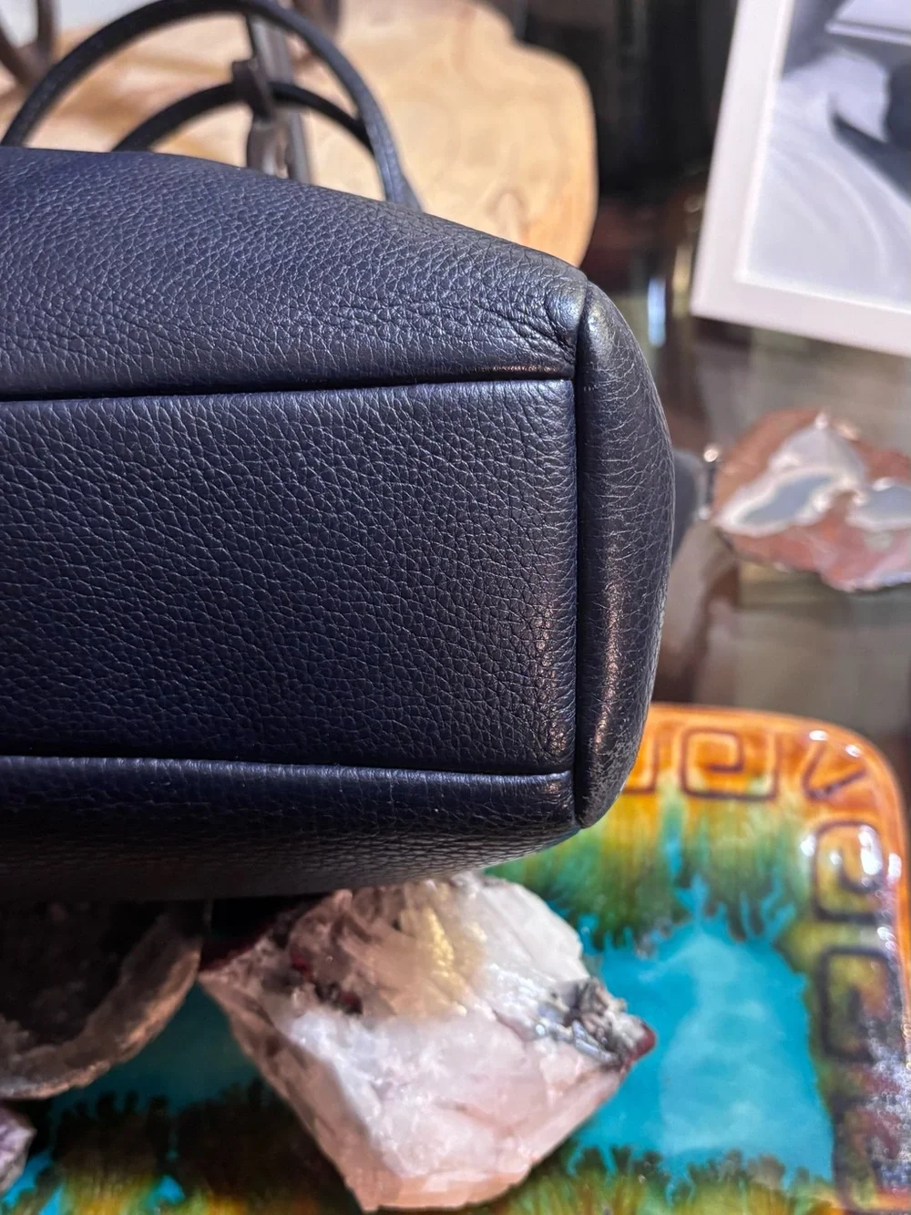 Coach Pebbled Leather Black Satchel Crossbody Bag Gold Hardware - Picture 7 of 9